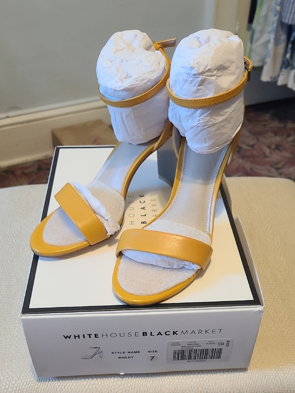 White House Black Market Yellow Ankle-Strap Block Heel Sandal